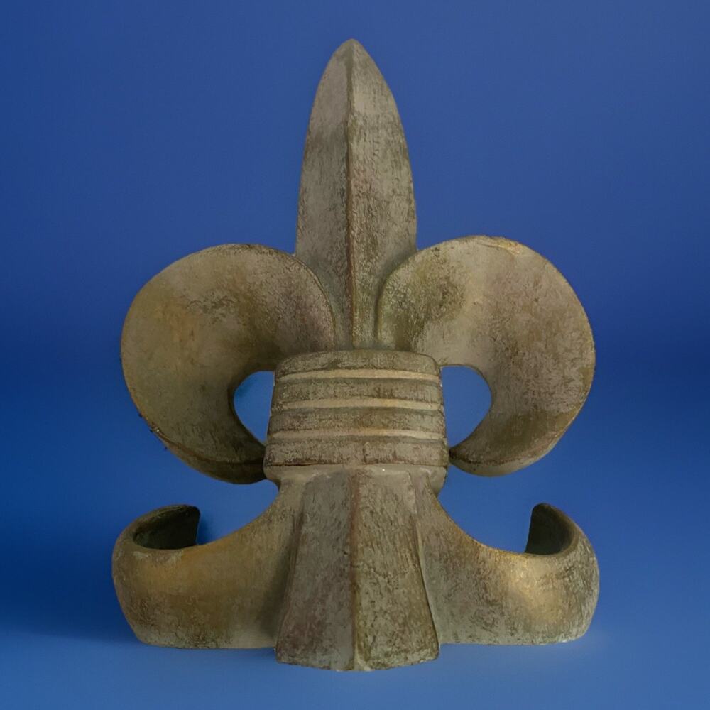 Composite Antiqued Fleur de lis 9"T 6.5"w 3.5"d Paper Weight Door Stop Decor